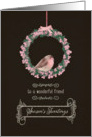 For wonderful friend, Season’s Tweetings, robin & wreath card