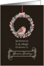 For colleague, Season’s Tweetings, robin & wreath card