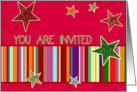 You are invited to an open house Christmas Party, stars, stripes card