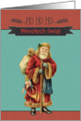 Merry Christmas in Polish, Vintage Santa card