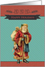 Happy Holidays, Business Christmas Card, Vintage Santa Claus card