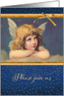 Please join us, Christmas Open House, Vintage Cherub card