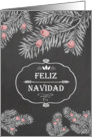 Merry Christmas in Spanish, Feliz Navidad, Vintage Yew Branches card