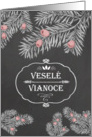 Merry Christmas in Slovak, Yew Branches, Chalkboard effect card