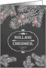 Merry Christmas in Scottish Gaelic, Yew Branches, Chalkboard effect card