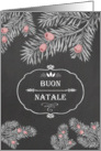 Merry Christmas in Italian, Yew Branches, Chalkboard effect card