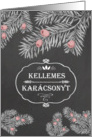 Merry Christmas in Hungarian, Yew Branches, Chalkboard effect card