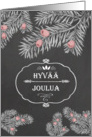 Merry Christmas in Finnish, Yew Branches, Chalkboard effect card