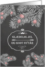 Merry Christmas in Danish, Yew Branches, Chalkboard effect card