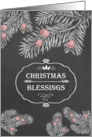Christmas Blessings, Chalkboard effect, Yew Branches card