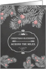 Christmas Blessings Across the Miles, Chalkboard effect, Yew Branches card