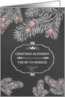 Christmas Blessings for my Co-Worker, Chalkboard effect, Yew Branches card