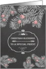 Christmas Blessings for special Priest, Chalkboard effect card