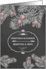 Christmas Blessings for Minister and his Wife, Chalkboard effect card