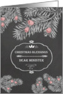 Christmas Blessings for Minister, Chalkboard effect card