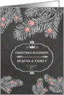 Christmas Blessings for Deacon and his Family, Chalkboard effect card