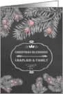 Christmas Blessings for Chaplain and his Family, Chalkboard effect card