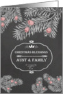 Christmas Blessings for Aunt and her Family, Chalkboard effect card