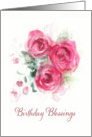 Birthday Blessings, Christian Birthday Card, Scripture, Roses card