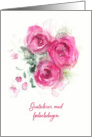 Happy Birthday in Norwegian, Watercolor Roses card