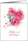Happy Birthday in Danish, Watercolor Roses card