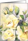 Happy Birthday, delicate white roses, watercolor painting card