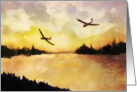 Happy Father’s Day, Gliders flying over a lake, sunset card