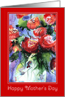 Happy Mother’s Day to my Mom, Red Roses, Original Watercolor card