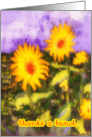 thanks, yellow sunflowers,pastel drawing card