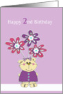 Happy 2nd Birthday to you, cute bear with flowers card