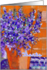 Thanks for your friendship, blue and purple lobelia flowers, pastel card