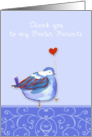 thank you to my foster parents - cute bird with heart card