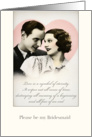 please be my bridesmaid, vintage couple, timeless love card