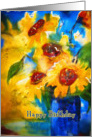 happy birthday, sunflowers in vase card