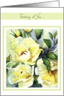 thinking of you, white roses, watercolor painting card