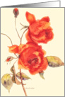 Happy Birthday Red Roses Watercolor Painting card