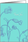 thank you, purple flowers on turquoise background card