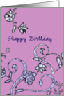 happy birthday to my Friend, graphic floral, pink card