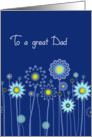 Happy Father’s Day to my Dad, blue and turquoise flowers card