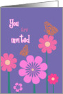 you are invited, invitation card, floral pink,purple with butterflies card