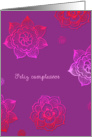 Feliz cumpleaos! Happy birthday in Spanish, pink and purple flowers card