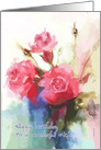 Happy birthday to a wonderful wife, Red roses in a blue vase card