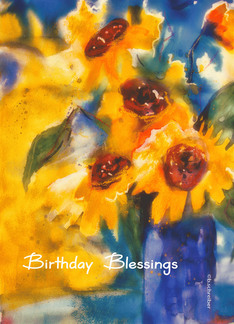 Birthday blessings, Christian birthday card, sunflowers Greeting Card