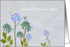 Happy Birthday, Dad, Blue Flowers, Christian Birthday Card, card