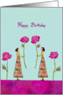 Happy Mutual Birthday, two women holding roses card