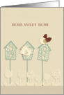 home sweet home, housewarming party invitation, birds & birdhouse card