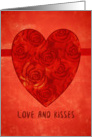 Love and Kisses, Happy Birthday, Roses and Heart card