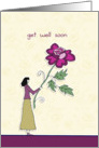 get well soon, Christian card, lady with rose card