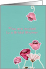 you are invited, bridal shower, pink poppy florals, teal background card