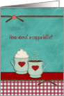 how about a cuppa coffee, two mugs on teal background card